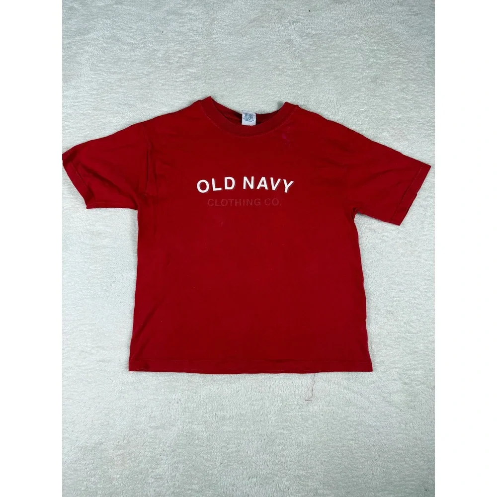 Old Navy T-Shirt Kids S Red 90's Y2K Vintage Logo Graphic Tee Made in USA Cotton